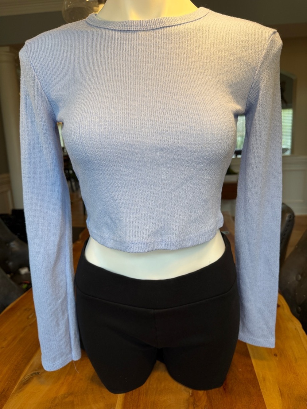 Zara Y2K Minimalist Lightweight Knit‎ Sweater Blue Cropped Top (VGUC)